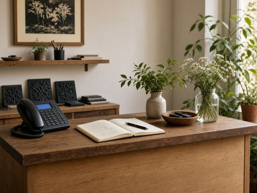 Contact desk at Olivebloom Atelier in Lisbon