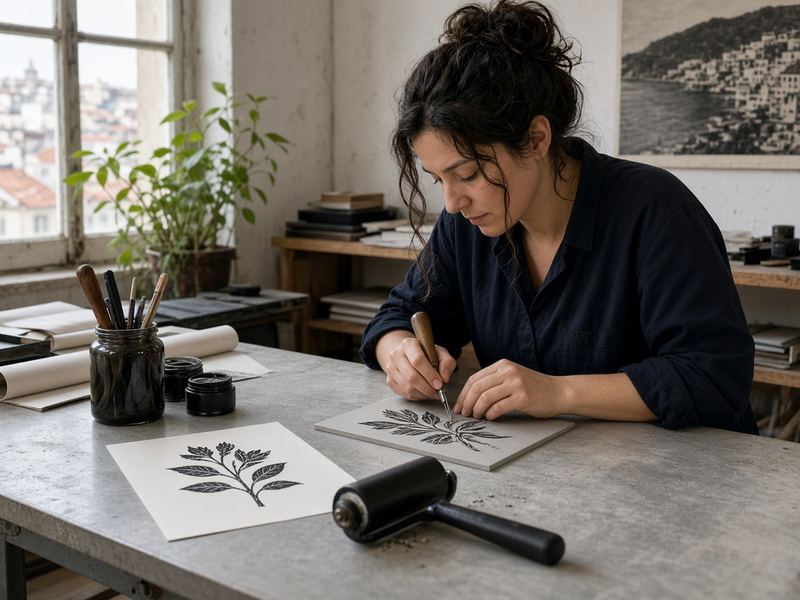 Linocut intro at Olivebloom Atelier
